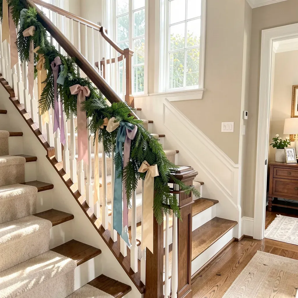 Blooming spring floral banister decor