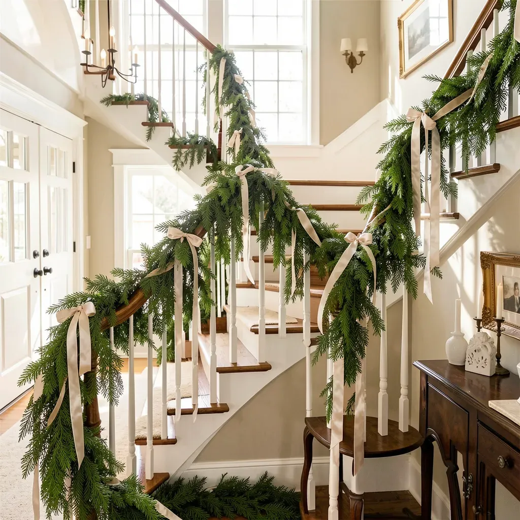 Warm autumn harvest staircase styling